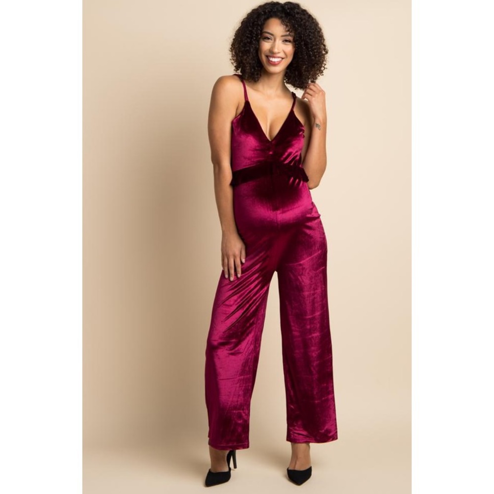 Pinkblush Velvet Jumpsuit Maternity
